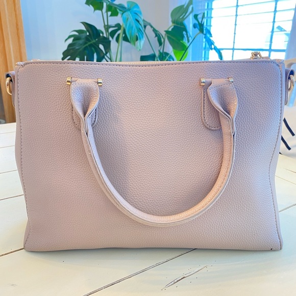 Madison West Pink Satchel Bag Large 13x10 PU Leather Removable Strap Minimalist - Picture 13 of 16